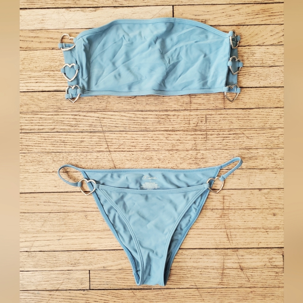 Delilah Pacsun Dusty Blue Bandeau Bikini